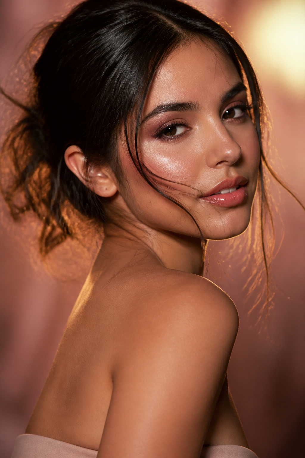 Maquillaje glow con iluminador y gloss